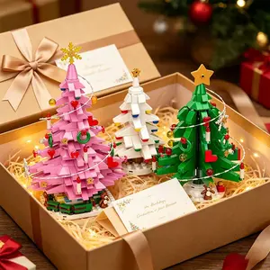 Set Of 3 Mini Festive Building Block LED Ambient Tabletop Lights - US Local Stock Model Kit, 3 Colors, 743PCS Parent-Child DIY Craft Block Figures For Ages 6+, Graduation Gift, Home Decor Magnetic Tiles Stacking
