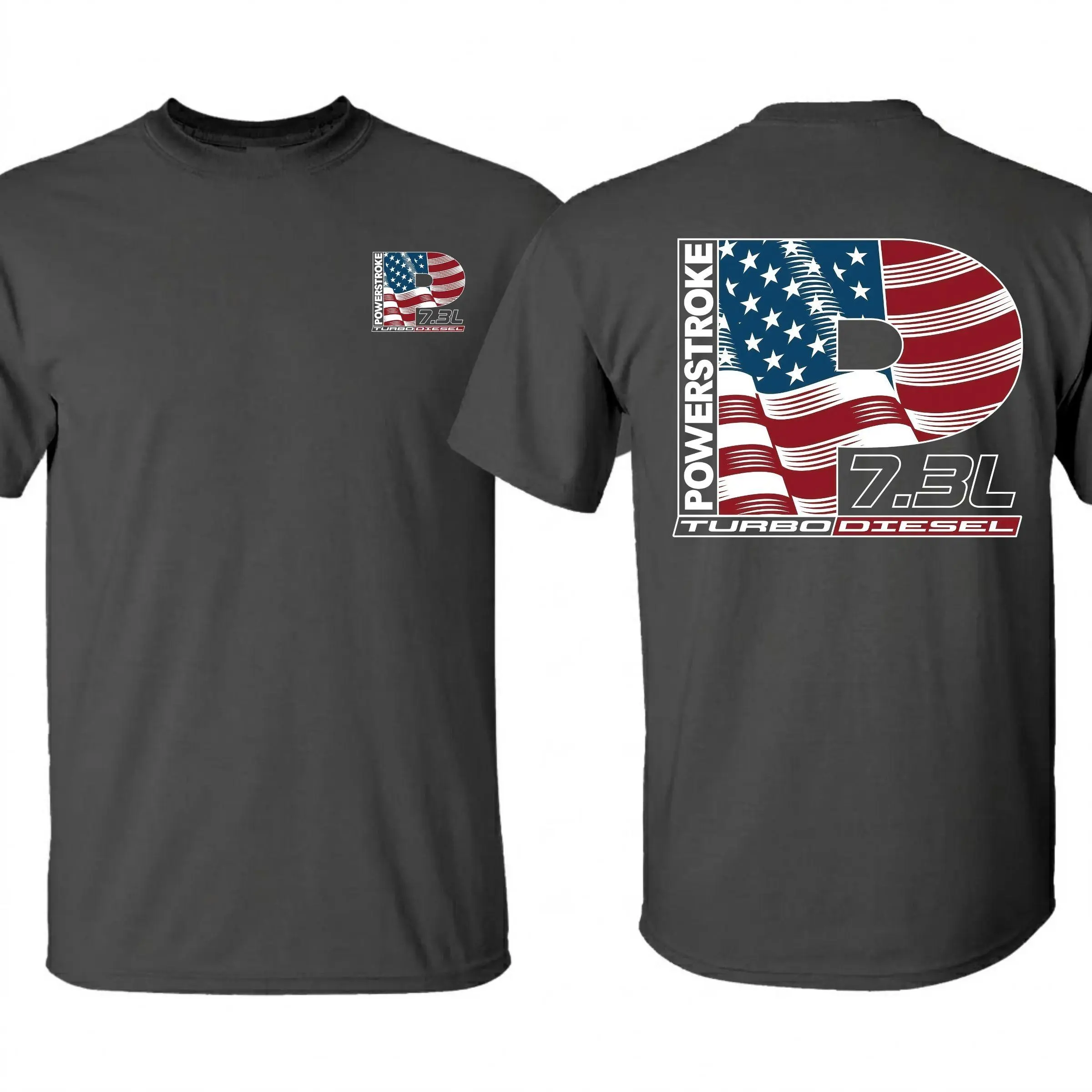 Powerstroke 7.3L Turbo Diesel American Flag Graphic Tee,Car Lover Tee,Full Colour T-Shirt Unisex Ultra Cotton T-Shirt