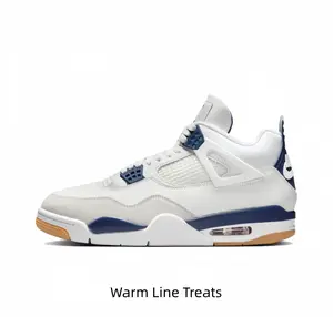Men's Retro High Top Sneakers White Navy Blue Gum Sole - Vintage Leather Basketball Shoes Streetwear Casual Walking Shoes