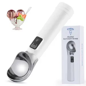 FROSTJOY Heated Ice Cream Scoop for Mom, Electric Rechargeable Ice Cream Scooper with Digital LED Display, 5000mAh USB, IP67 Waterproof, 2 Oz, Max 158℉, Easy Scoop for Hard Ice Cream