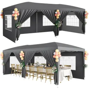 Heavy Duty 10x20 Pop-Up Shelter Canopy Tent – Waterproof Pavilion with 6 Removable Sidewalls, Adjustable Heights, Heavy Duty 10x20 Pop-Up Shelter Canopy Tentfor Outdoor Events, Parties, Patio