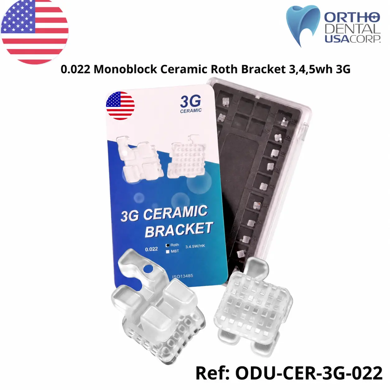 3G Ceramic Brackets Roth .022 with Hooks 3-4-5 – 20 Pieces