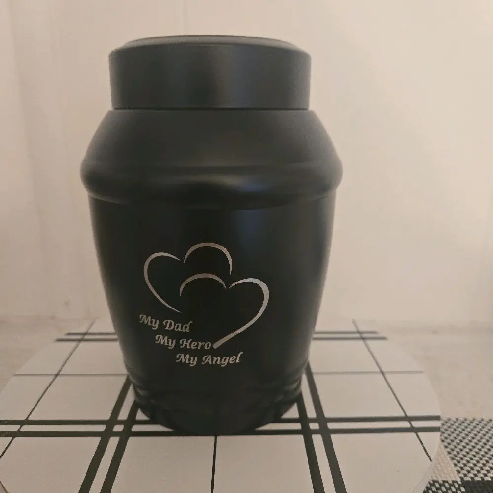 Medium Urns for Dad, 5.7 Inch Black Heart Urns for Human Ashes Adult Male/Father
