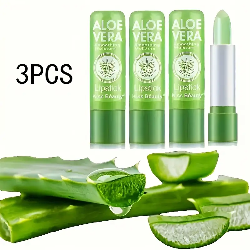 3pcs 24H Color-Changing Lip Balm & Magical Lipstick Effect - Aloe Vera Enriched, Hypoallergenic Matte Finish, 24H Long-Lasting Moisture with Strawberry, Cherry & Nude Shades - Sensitive Light Beige Safe, All Light Beige Types, On-the-Go Hydration