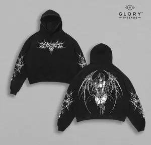 Gothic Y2k Anime Angel Cotton Hoodie, Angel Tee, Gothic Hoodie, Black Cotton Hoodie, 2k Clothing, Menswear Oversized Sweatshirts Tops,gym Fans, Clothing,gothes