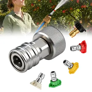 High-pressure Washer Adapter Kit with 5 Multi-stage Nozzle Heads, 1/4" Quick Connect Adapter for Karcher K2-K7, Car Cleaning Accessories Set, Spray Nozzle Tips Lawn care#SummerVibes summervibes, summerwins