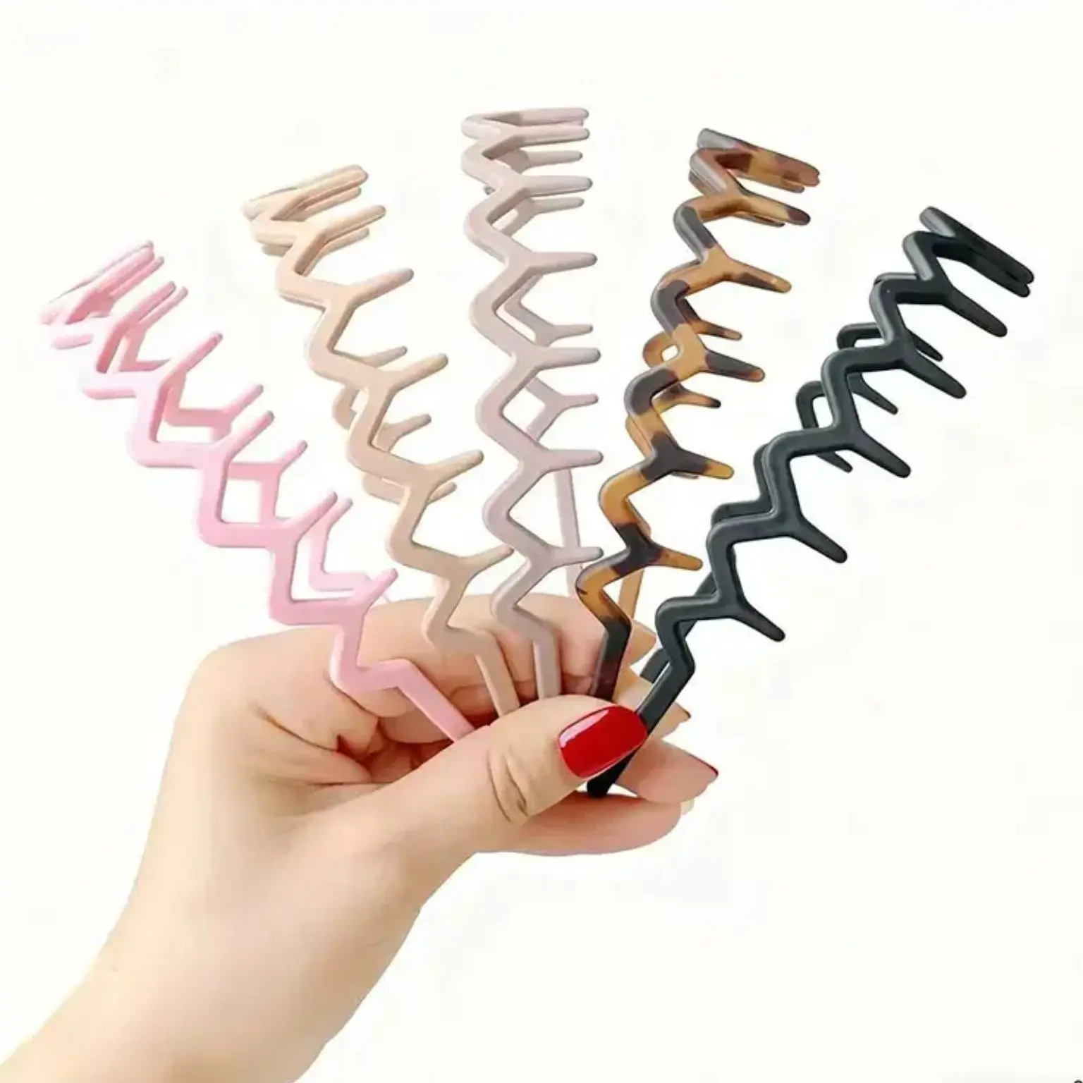 5 Pack Slim Zigzag Wave Teeth Plastic Headbands For Women And Men, Flexible Retro Skinny Non-Slip Hair Bands, Lightweight Comfort Hair Holder Ideal For Face Washing, Sports Workout And All Kinds Of Daily Hairstyle Styling