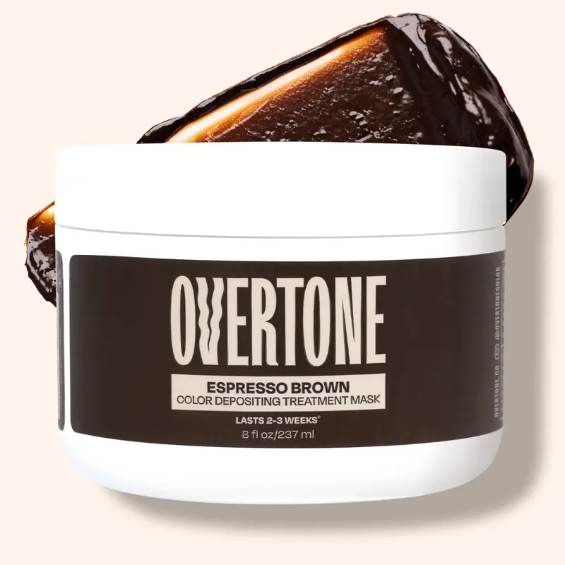 oVertone Espresso Brown Color Depositing Nourishing Hair Mask - Unisex Semi-Permanent 250g Haircare Product, Color-Safe Conditioner with Jojoba+Coconut Oil, Hydrate, Natural Haircare, Long-Lasting Shine, Non-Toxic Self Treat Deep Care
