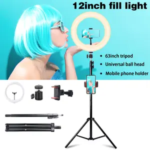 10" Selfie Ring Light shade Kit w/ 1.6M Tripod, Phone Holder & Clip - Adjustable Lighting for TikTok Live/YouTube/Selfies (Portable Setup) Cellphone Smartphone tripod multiple color photography accessory Mount Stream vlogging KIit