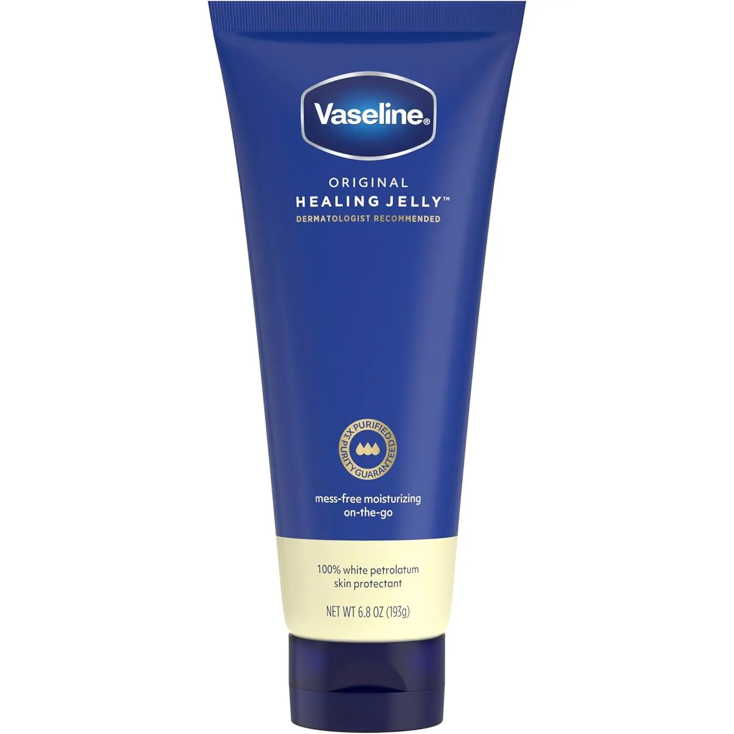 Vaseline Original Healing Jelly 100% White Petrolatum Skin Protectant 1 ct for Mess-Free Moisturizing On-the-Go, with 3x Purified Purity-Guaranteed Formula, 6.8 OZ
