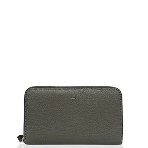 Pre-owned FENDI Leather small leather goods Continental Wallet Calfskin Dark Grey (kc030126c9)