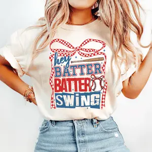 Hey Batter Batter Swing Baseball Mom Game Day T-Shirt