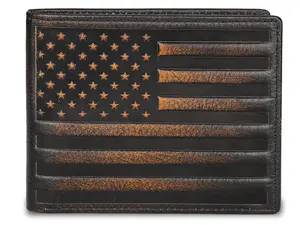 Men's USA Flag Bifold Wallet – RFID Blocking Full Grain Leather Wallet with Hand-Burnished Finish, Extra Capacity, Multiple Card Slots & Dual ID Windows