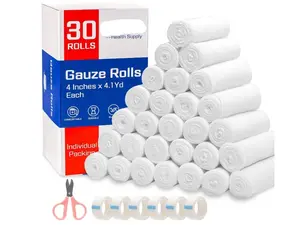 30 Pack Gauze Rolls Bandages, 4 in x 4.1 Yards, Premium Medical Supplies & First Aid Supplies, Bandage Wrap Vet Wrap, Mummy Wraps No Irritation Soft Material
