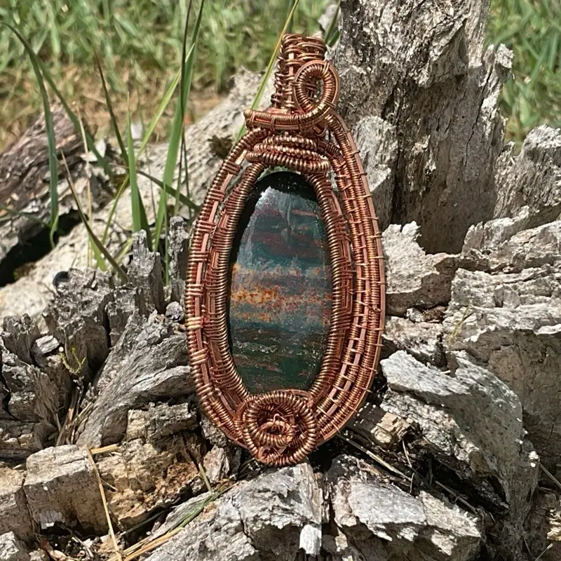 Bloodstone Copper Wirewrap Pendant