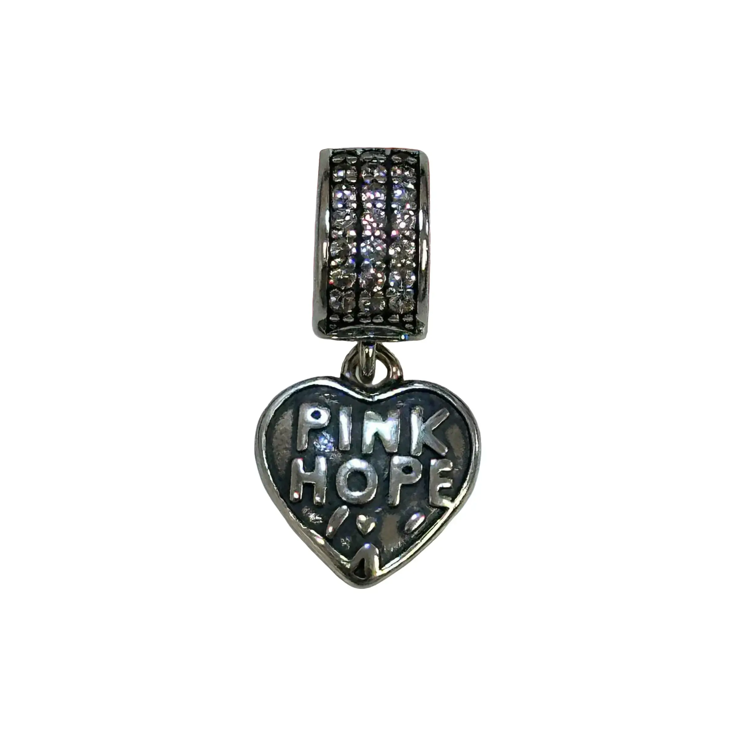 The Pink Hope Foundation Silver Charm 100% - Heart-Shaped Pendant Representing a 100% Connection Linked to the Foundation from China