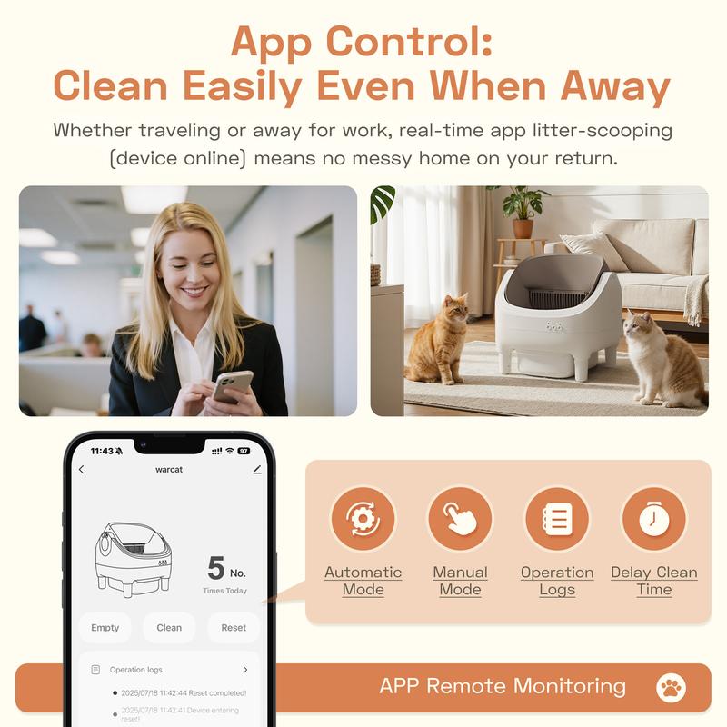 POKPAW Large Smart Cat Litter Box, App Control Automatic Self-Cleaning for Multi-Cat Homes, Fits 3.3-24lbs Cats, 1 Year Warranty POKPAW Large Smart Cat Litter Box, App Control Automatic Self-Cleaning for Multi-Cat Homes, Fits 3.3-24lbs Cats, 1 Year Warranty