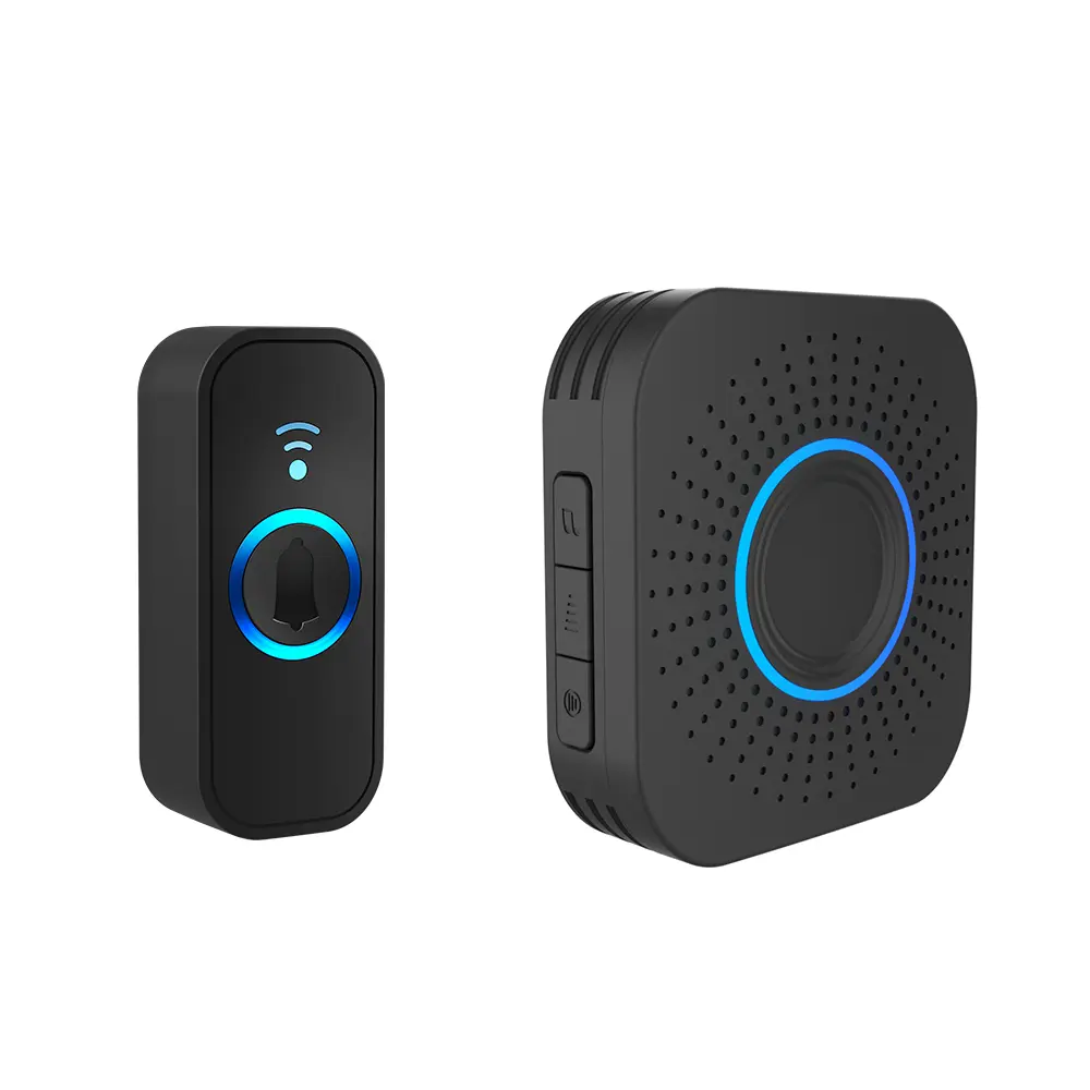 Wireless Doorbell, Plug-in Receiver & Battery Powered, Push Button, high-volume Waterproof doorbell, 1000ft Long Range, 110dB, 32 Chimes, 5 Volume Levels, Colorful LED Flash Light & Silent Mode for Home Office, Safety for Home/Office/Classroom