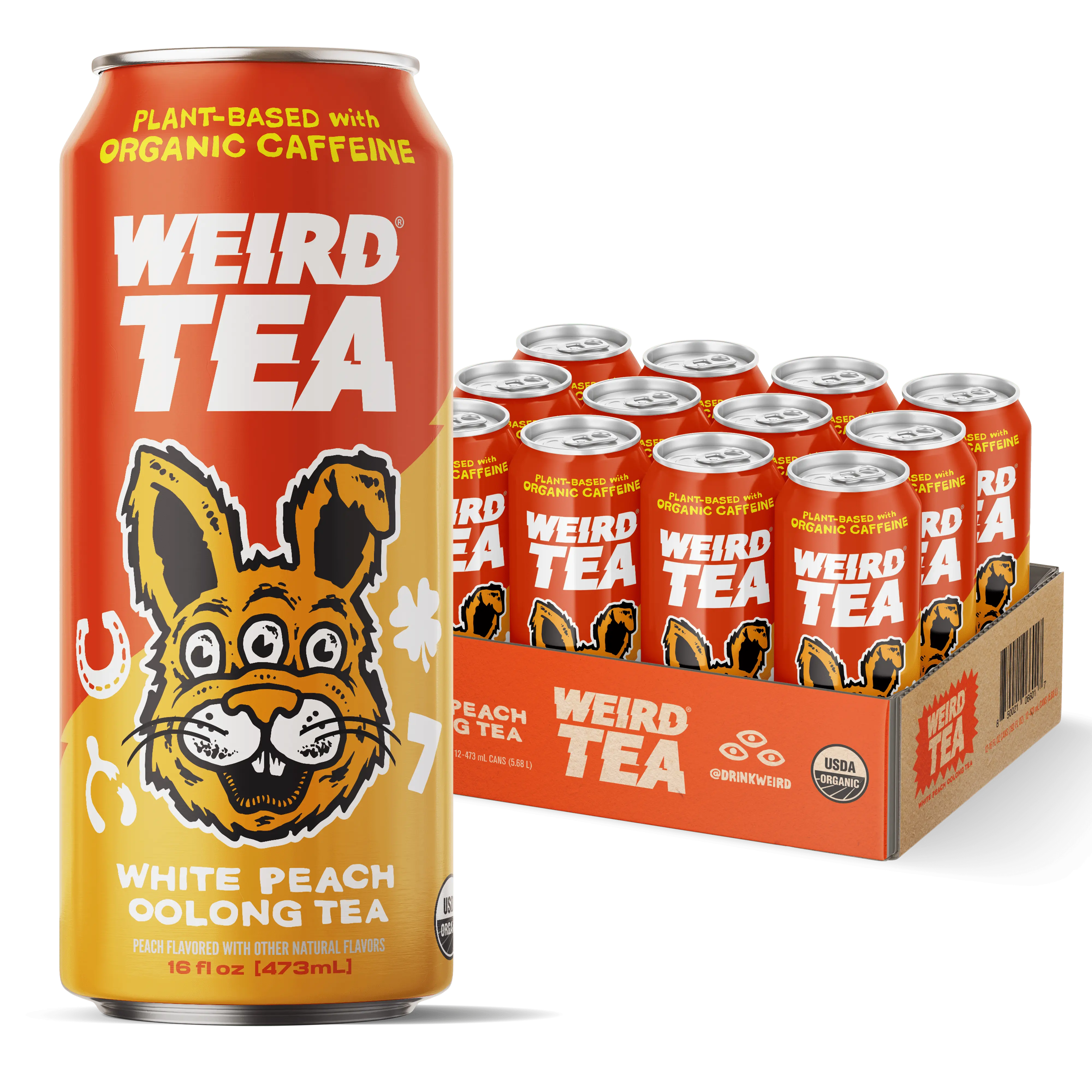 Organic White Peach Oolong Tea - Energy Drink Alternative - 160mg natural caffeine (12pk 16oz cans)