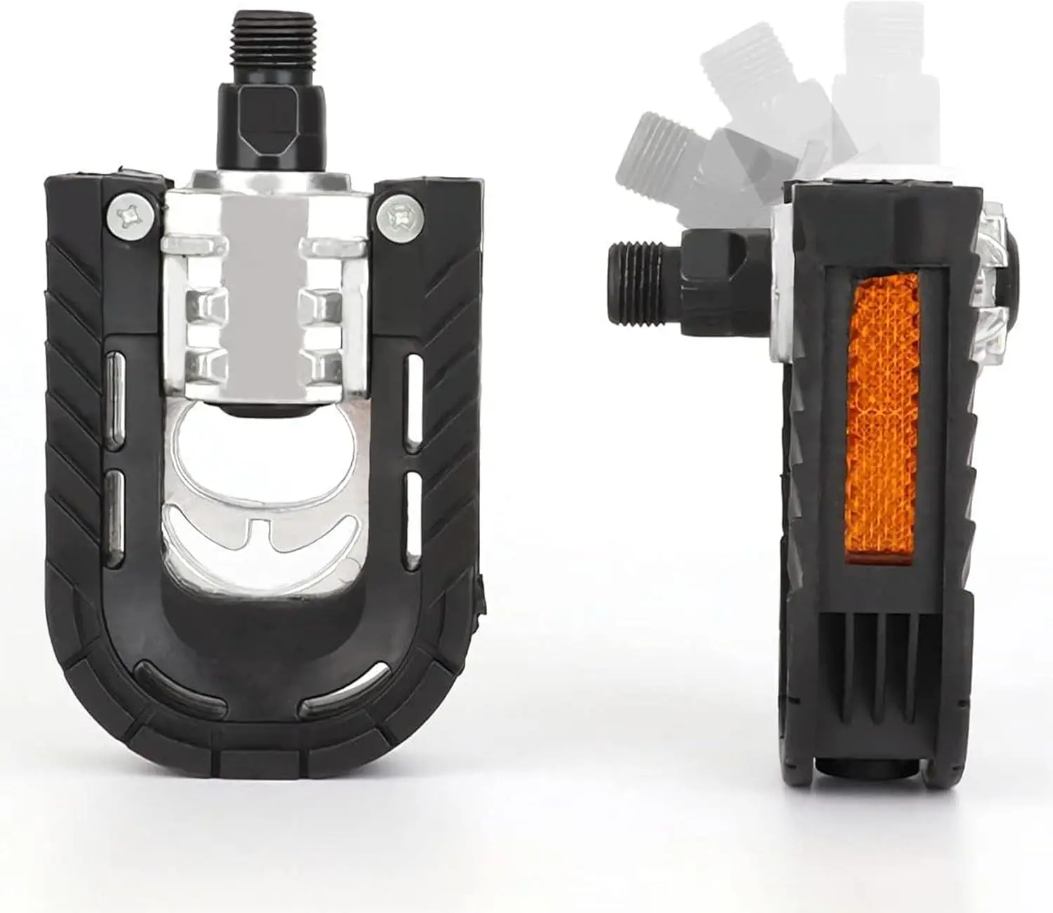 Pedals, Folding  Pedals Universal 9/16'' with Reflective Strips |  | Non-Slip |  | Wide Flat Cycling Foldable Pedals for Ebike, Urban Commute, MTB Bikes