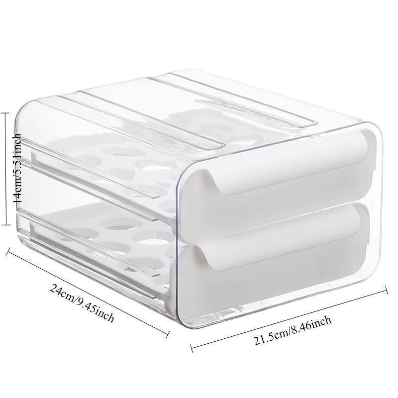 2-Tier Refrigerator Egg Holder, 16 Eggs Per Layer Clear Stackable Egg Tray with Handle, Kitchen & Household Egg Storage Organizer