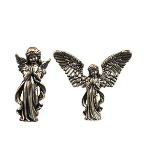 Eata Gift Inc. Vintage Brass Angel Figurines – Cupid & Guardian Angel Mini Desk Decor Collection