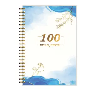 A5 Spanish Couples Date Journal 100 Citas Juntos in Blue & Gold Planner for Romantic Escapes Anniversaries Composition Notebook to Cherish Memories Enhance Connection