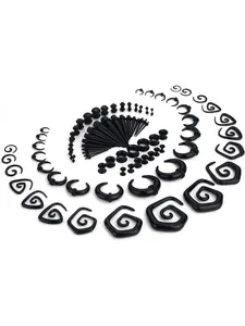 86Pcs Ear Stretching Kit Acrylic Tapers and Plugs Spiral Tapers Silicone Tunnels Ear Gauges Expander Set Ear Stretching Starter 14G-00G Body Piercing Jewelry Set