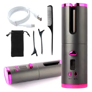 USB Rechargeable Automatic Hair Curler, 6 Heat Settings, Multifunctional Straightener & Wave Maker, Wireless Typ-C Design, Portable Hair Straightener for Travel