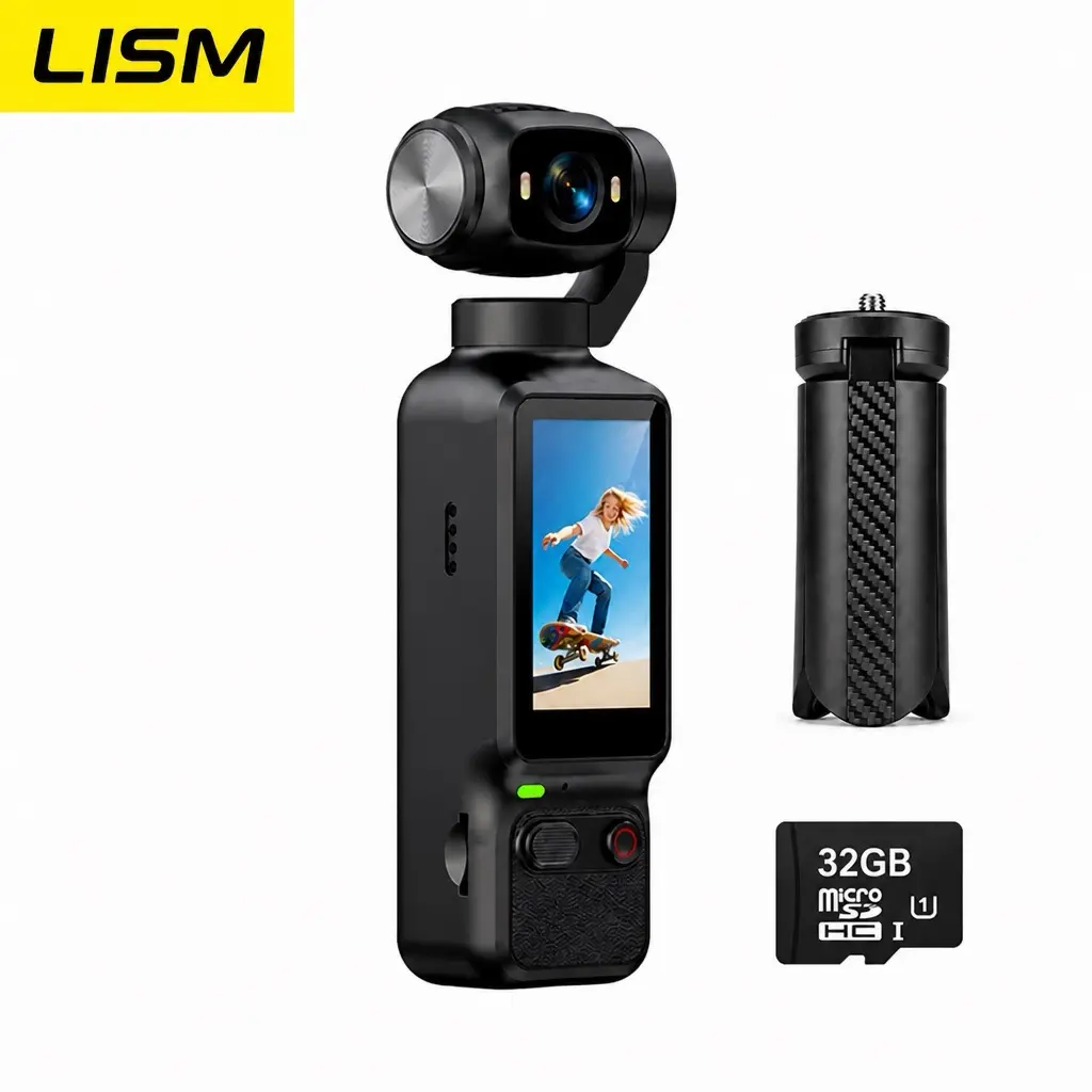 LISM Portable Ultra HD Video Recorder with 180° Rotating Lens, Handheld Stabilizer Pocket Camera, Full Body Camera for Vlogging, Travel & Daily Life Recording, USB Rechargeable, Vlogging Camera, Modern Gadget, Durable Construction, Camcorder