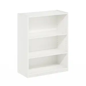 GEHRY Adjustable 3-Tier Bookshelf, 11.6x24.8x31.6 in Indoor Furniture, for Living Room, Home Office, White