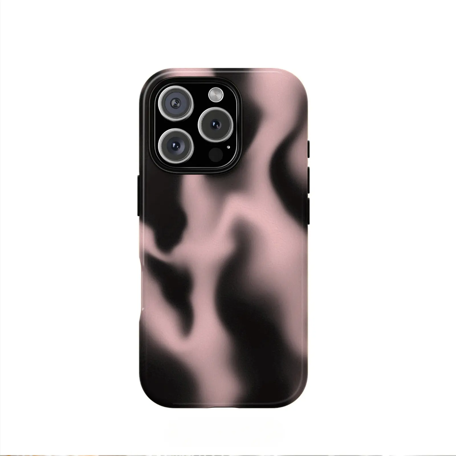 2-in-1 Smartphone Case - Durable, Shock-Absorbing, Glossy Pink-to-Black Gradient Fluid Pattern, Compatible with iPhone 17,16,15,14,13,12,11,X & Samsung Handheld Cellphone Devices, Protective Holiday Gift for Friends/Family, Casing