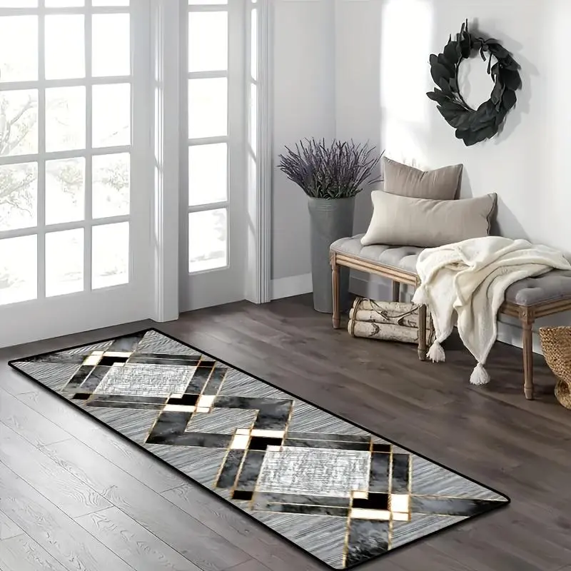 Durable Area Rug - Minimalist Geometric Graphic Multicolor Runner, Lightweight Rectangular Kitchen Rug, Machine Washable Indoor Home Decor for Corridors, Durable Area Rugs, Minimalist Rug