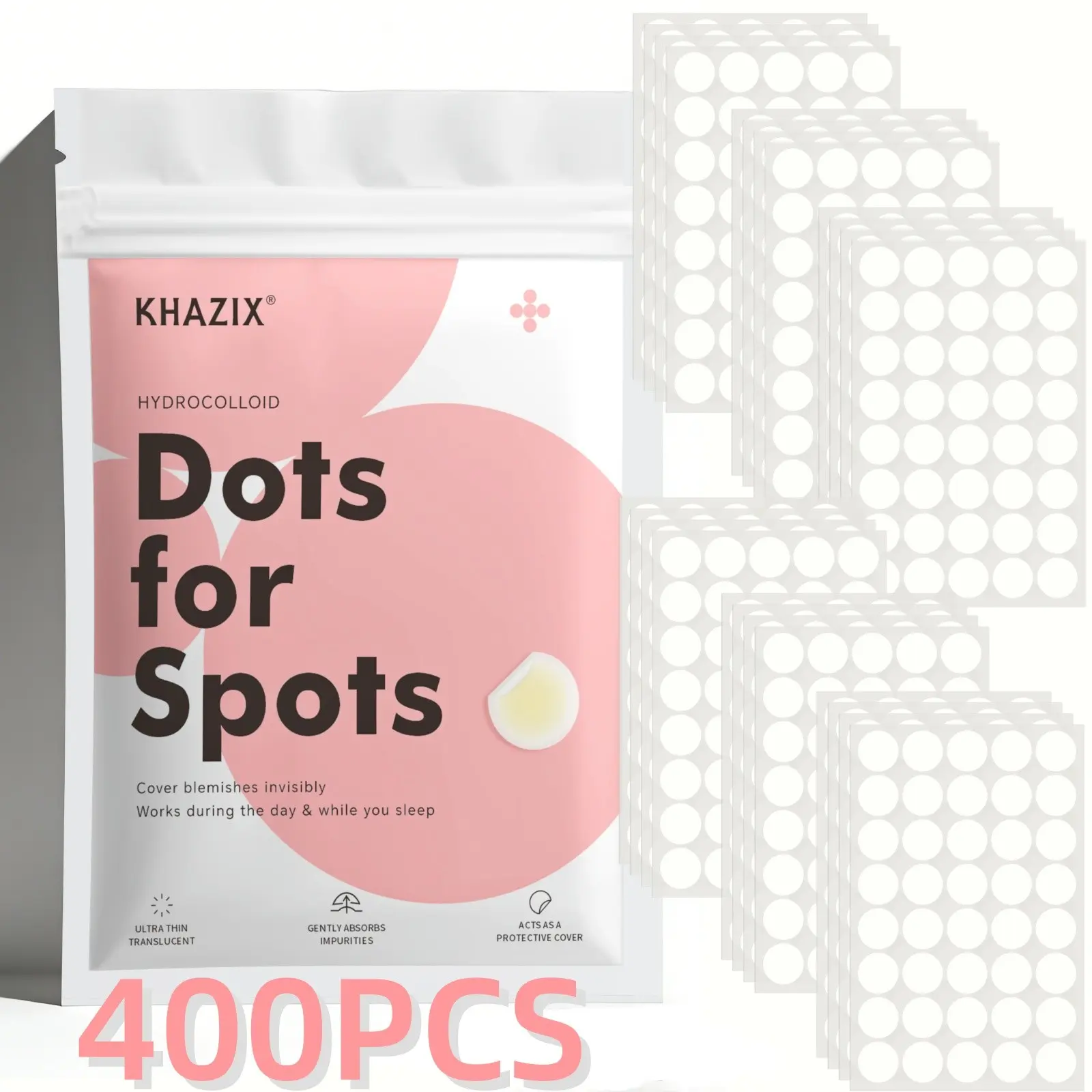 400pcs Water Gel Patch Sheets, Blemish Patches, Acne Patches, Pimple Patches, Spot Care, Acne Clearing Products, Hypoallergenic Patches, Gentle Non-Irritating, Conceals Imperfections, Suitable for All Skin Types, Invisible Waterproof Ultra-Thin Adhesive