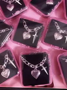 Custom Initial Heart Shaped Dainty Cross Necklace, Mother's Day Gift, 1 Count 2024 New Style Engraved Stainless Steel Waterproof Necklace, Fashion Accessories for Women & Men, Valentine Gifts for Her, Initial Letter Necklace, Personalized Initial Necklace