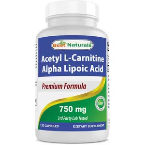 Best Naturals Acetyl L-Carnitine Alpha Lipoic Acid 750 mg 120 Capsules