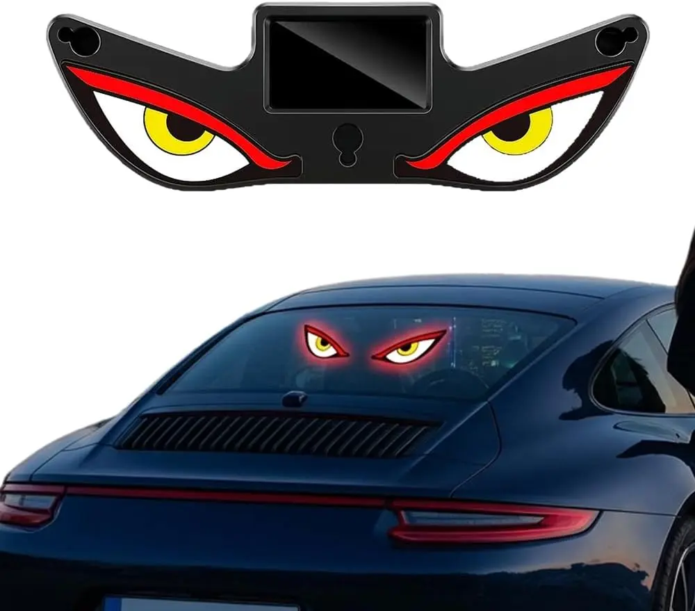 2026 New Solar Powered Eyes Car Light, Eyes Lights Dynamic Windshield Ambient Lamp with Vibration & Light Sensor for Cars/Trucks/SUVs, USB-C Rechargeable, 5 Modes (A)