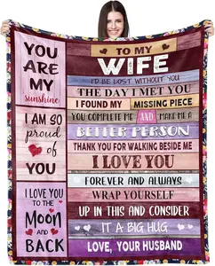 "Heartfelt Hug" Romantic Plush Throw Blanket - Perfect Romantic Gift for Your Wife from Her Loving Partner (Anniversary, Valentine's Day), Romantic Blankets