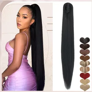 Mega Long Ponytail Extension Claw 30 Inch Long Straight Pony Tail Clip in Claw Hair Extensions Hairpiece for Women