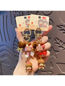 Authentic Cute Fun Pendant monchichi - DIY Phone Charm, Adorable Bead Keychain Jewelry for Couples, Backpack Accessory, Valentine's Day Gift