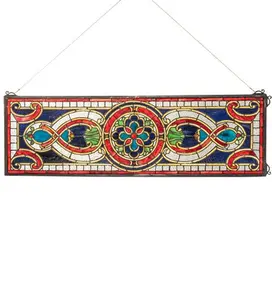 Meyda Lighting 77907 36" Wide X 11" High Evelyn in Lapis Stained Glass Window Panel
