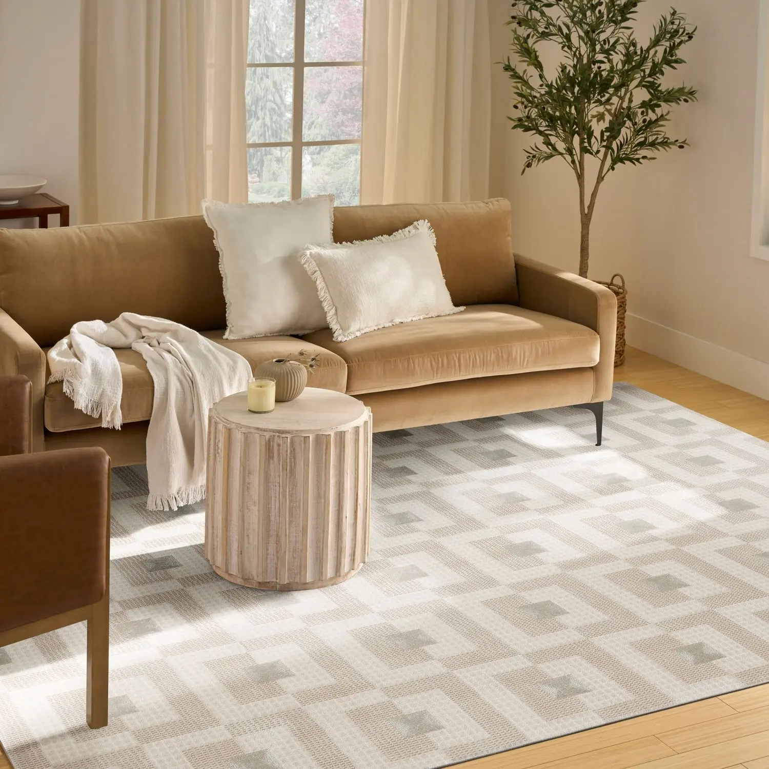 Nourison Nordic-Scandinavian Geometric Home Decor Rug - Indoor High-Low Pile Textile Mat, Easy Clean, Living Room Decor, Adds Depth and Movement, Clean and Effortless Aesthetic Household Decorative Rug, Indoor Textile Mat, Room Decoration Rug
