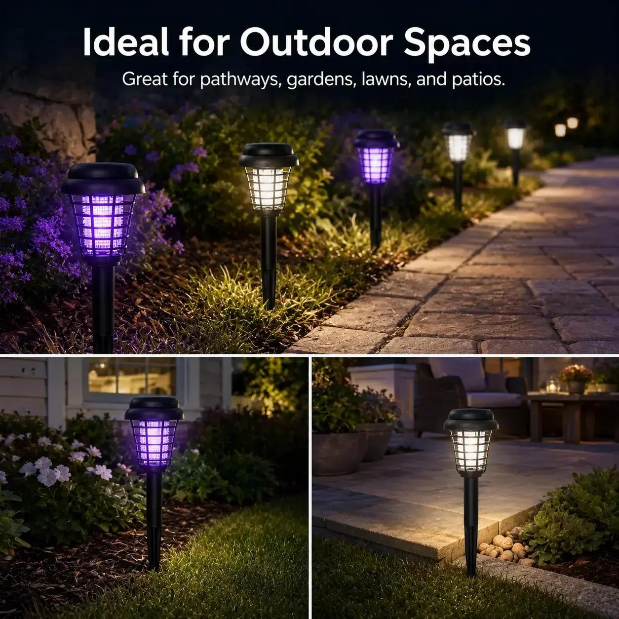 Minimalist Mesh Solar Bug Zapper, 2-in-1 Waterproof Outdoor Path Lighting and Mosquito Killer for Garden, Patio, Lawn, Outdoor Bug Zapper, Mosquito Repellent For Yard, Insect Zapper