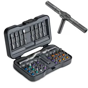 Magnetic Precision Screwdriver Set, Multifunctional Drill Bit Set for Household Repairs, Detachable T-Shaped Ratchet Handle for Easy Use