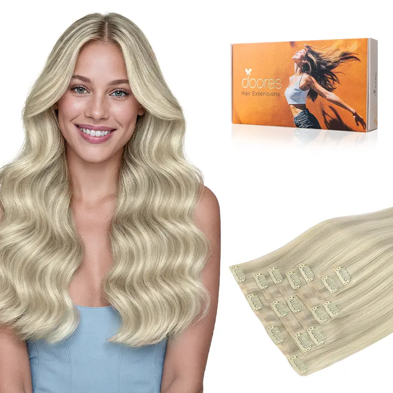 Doores 100g Seamless Clip In Hair Extensions Remy Human Hair Extensions Natural Straight Beginner Friendly Comfortable- Skin Weft PU Clip in Hair Extensions#TikTokShopSummerSale