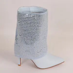 TULLIE-1 WOMEN'S BOOTIES MID CALF BLUE PU/SUEDE MATERIAL