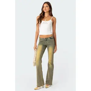 Maris Low Rise Washed Flared Jeans
