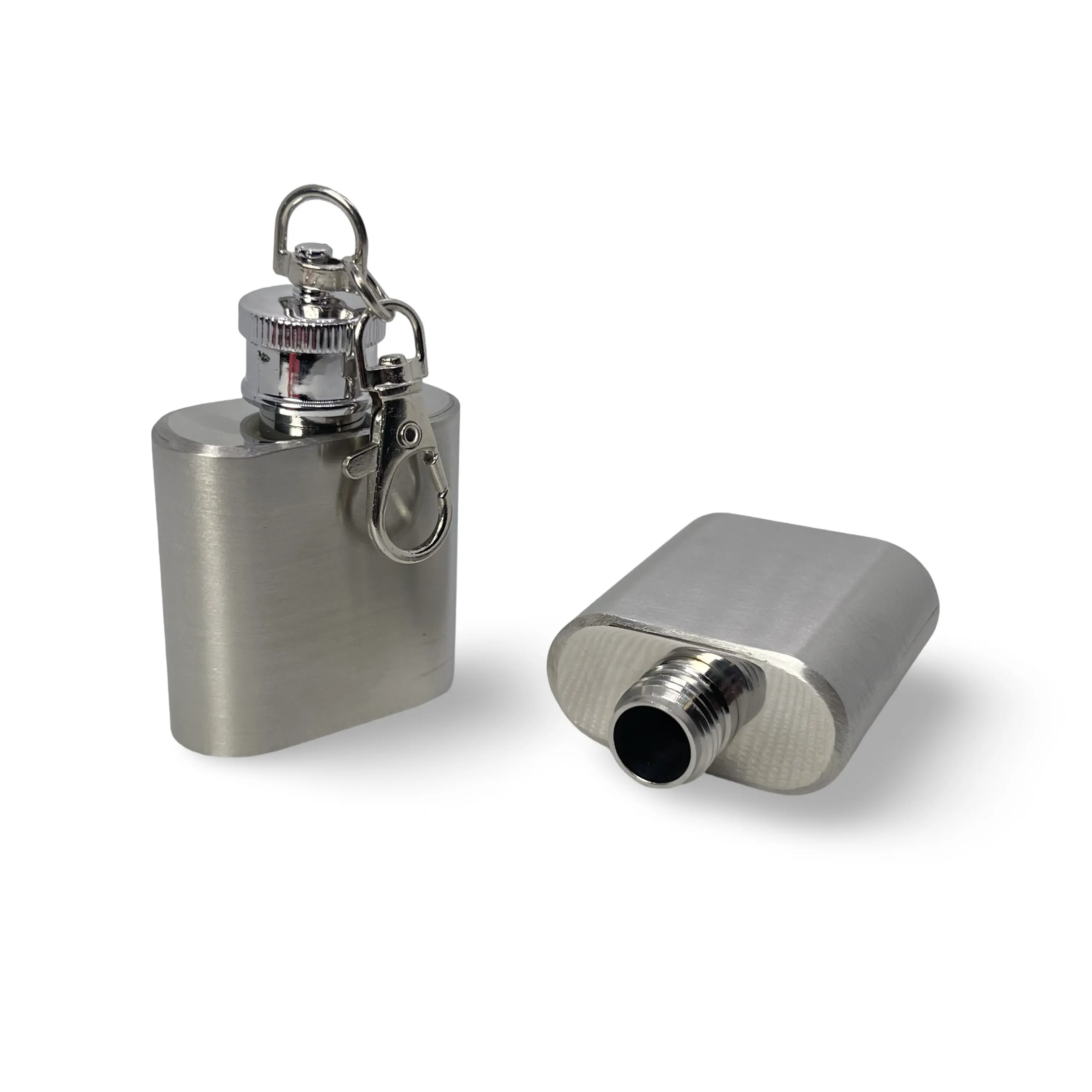 Portable Waterproof Flask Container Holder Keychain Small Aluminum Spice Jar Scoop Vial Kit for Travel and Outdoor Use Pendant