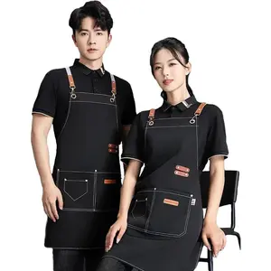 Customizable Printed Canvas Apron - Waterproof Unisex Work Apron with Logo for Nail Art, Baking Shops, Print