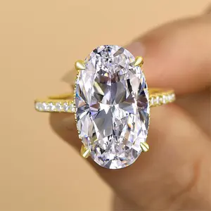 Effinny 8.0ct Luxurious Oval Cut Engagement Ring For Women, 925 Sterling Silver Promise Ring, 5A Cubic Zirconia Bridal Ring for Wedding,Party